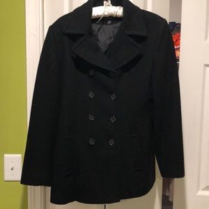 100% wool black pea coat
